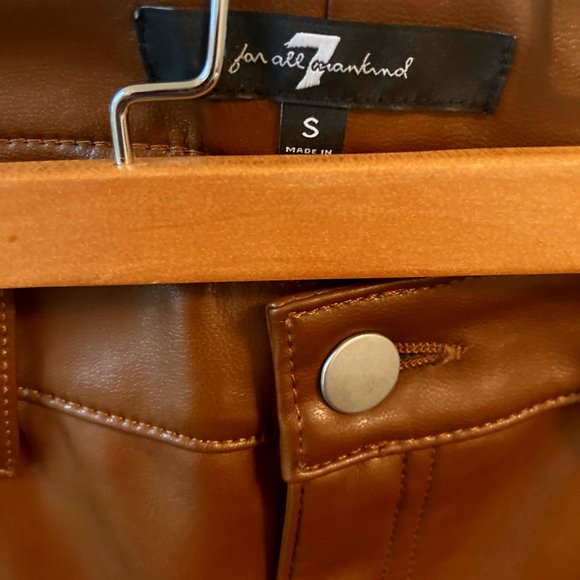 NWOT~7 for Mankind Vegan Leather Slim Pant In Brown~Size SMALL - Picture 3 of 6